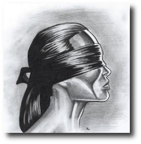 Knowing it would come to this, she produced two dark kerchiefs. She bound one tightly around Straven’s eyes, and the other around her own. Artwork © 2009, R.W. Ware
