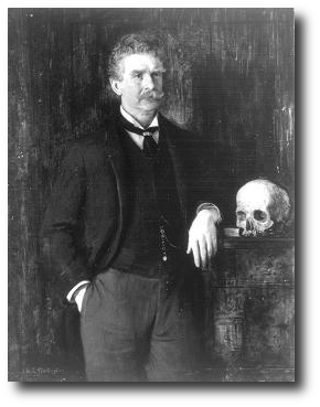 Photograph of a painting of Ambrose Bierce by J.H.E. Partington. Artwork : Photo from the by way of .