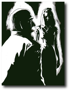 I waited. And waited. I was not going to give her solitude. At last, she came to stand beside the coffin. We stood in silence together. Artwork (c) 2007, R.W. Ware