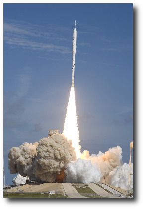Artwork courtesy of , via Wikimedia. This is an image of a test of the Ares I-X rocket, which is part of the program to once again lift mankind beyond low Earth orbit.