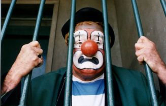 Spuggy The Clown behind bars at Perth prison 1991-1412422
