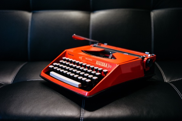 write on a red typewriter